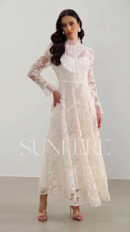 Alice Floral Lace Mock Neck Maxi Dress