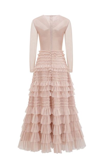 Exceptional Moments Apricot Layered Ruffle Maxi Dress