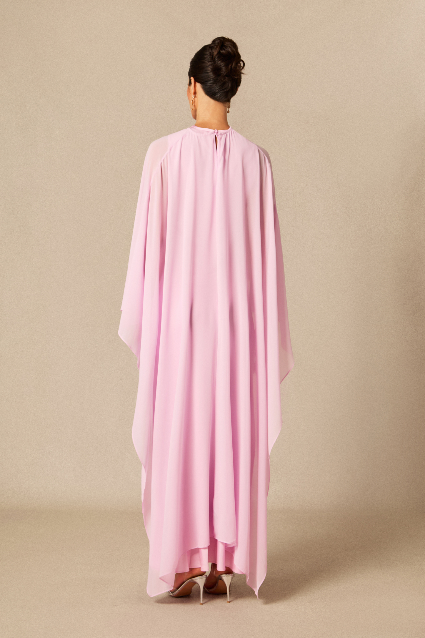 Juliana Crew Neck Sleeveless Maxi Dress with Cape