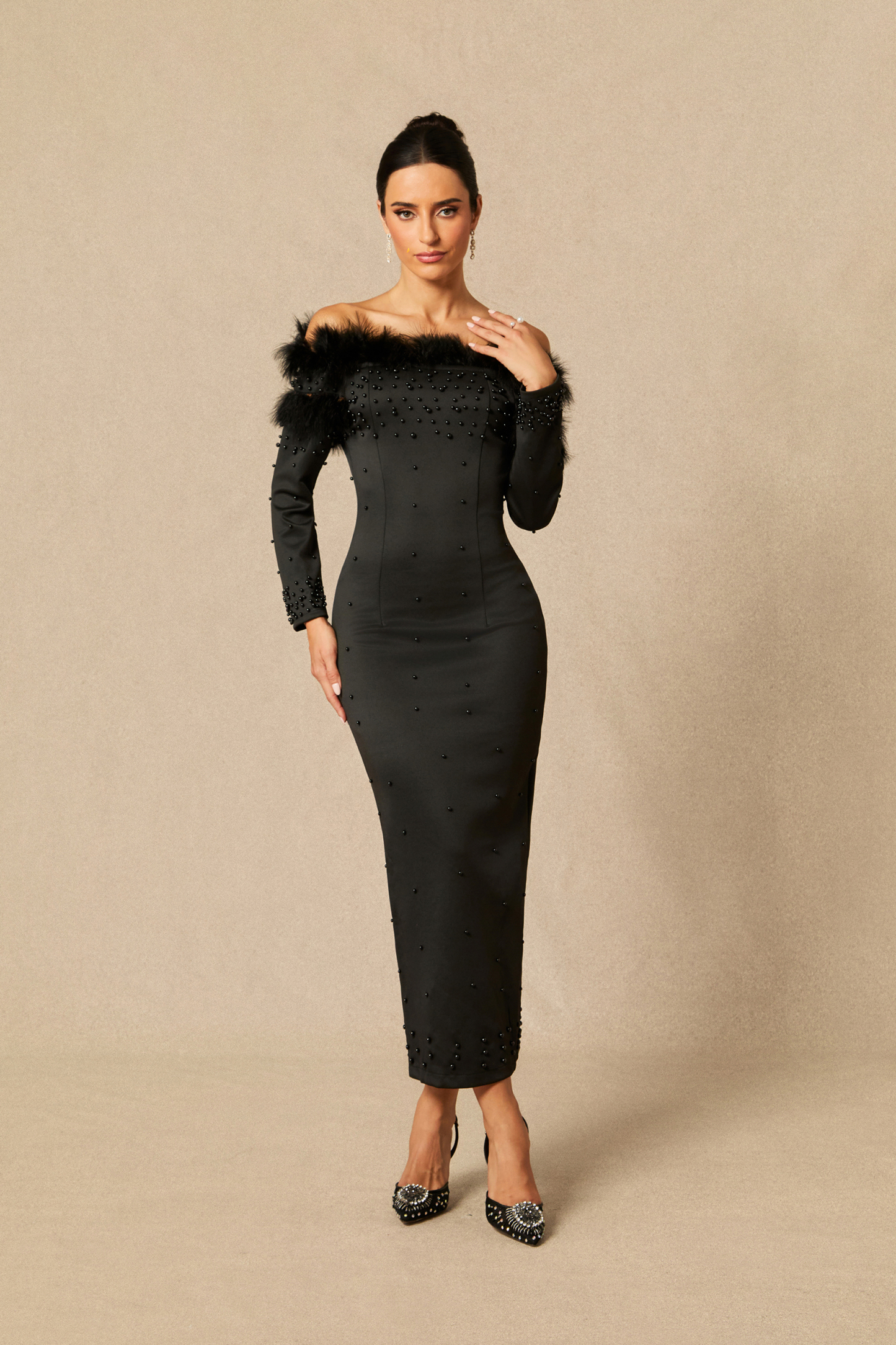 Beverly Off-Shoulder Embellished Formal Maxi Dress | sunfere