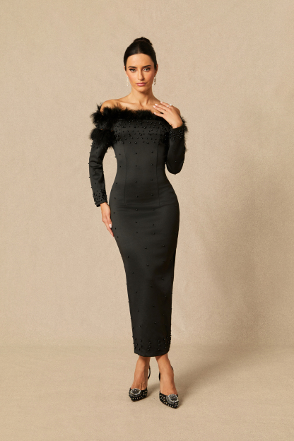 Beverly Off Shoulder Embellished Maxi Dress
