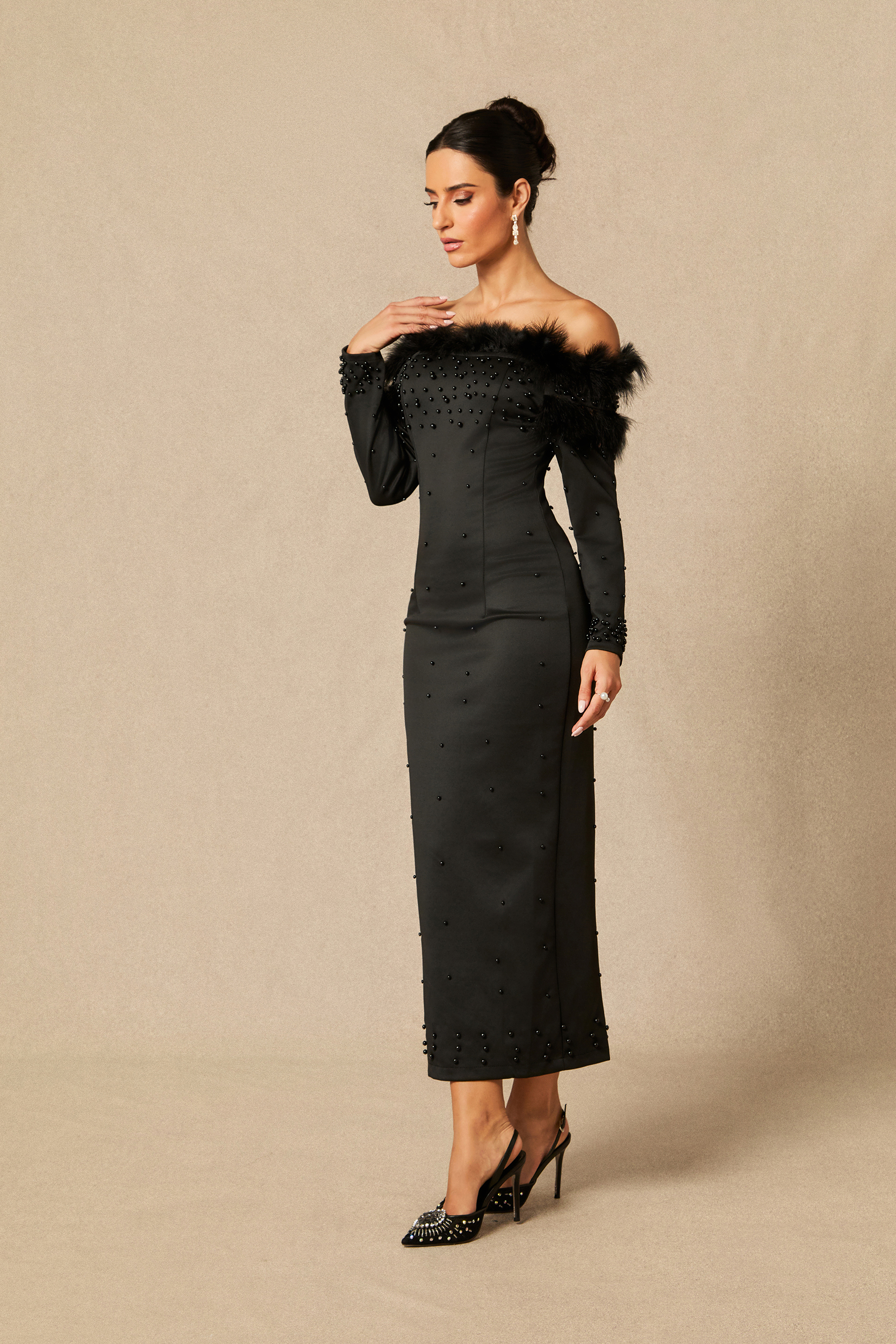 Beverly Off-Shoulder Embellished Formal Maxi Dress | sunfere