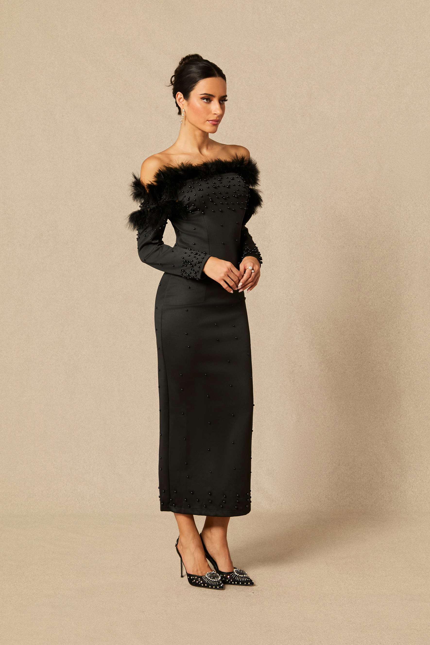 Beverly Off Shoulder Embellished Maxi Dress