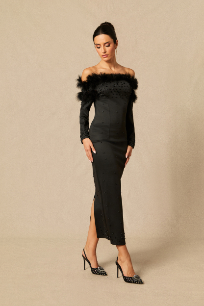 Beverly Off Shoulder Embellished Maxi Dress