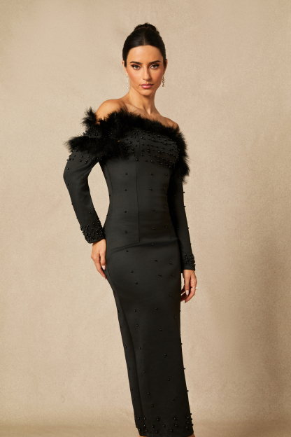 Beverly Off Shoulder Embellished Maxi Dress