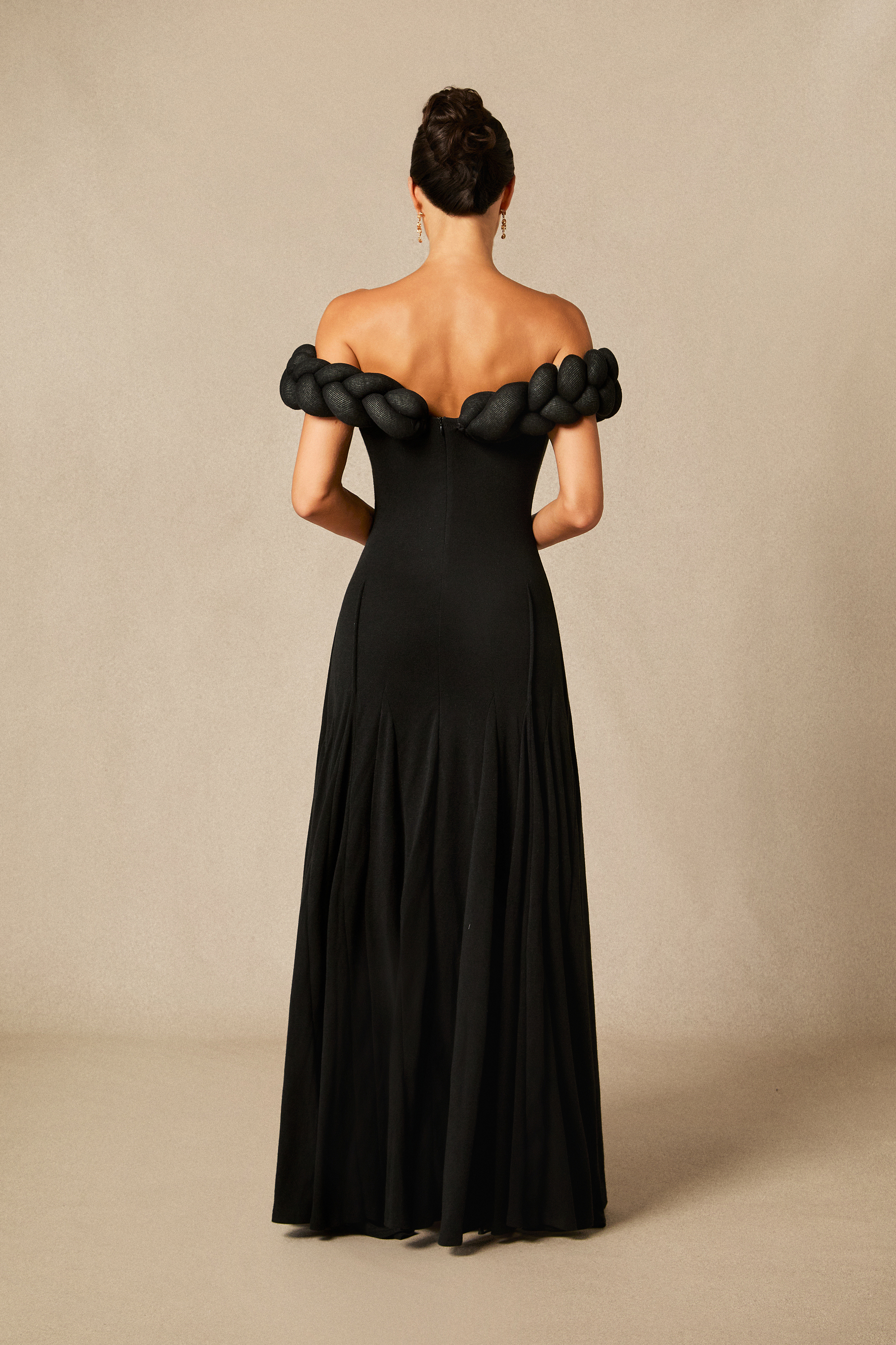 Caroline Off Shoulder Braided Knit Maxi Dress