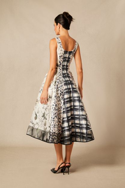 Danielle Leopard Print Sleeveless Satin Midi Dress