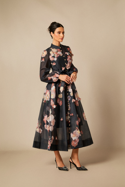 Sophie Floral Print Long Sleeve Midi Dress