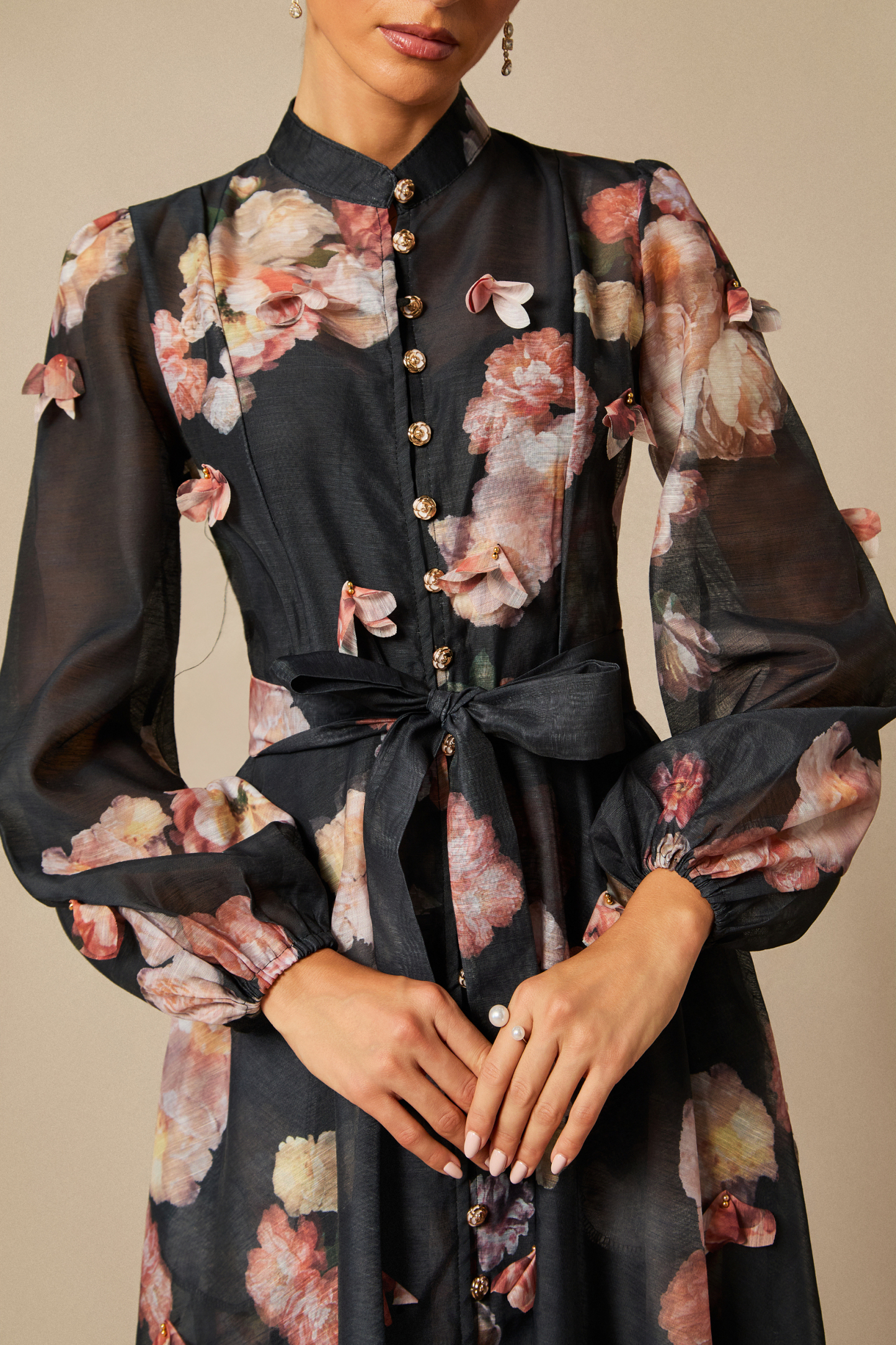 Sophie Floral Print Long Sleeve Midi Dress