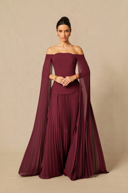 Kenna Off Shoulder Top & Pleated Skirt Set