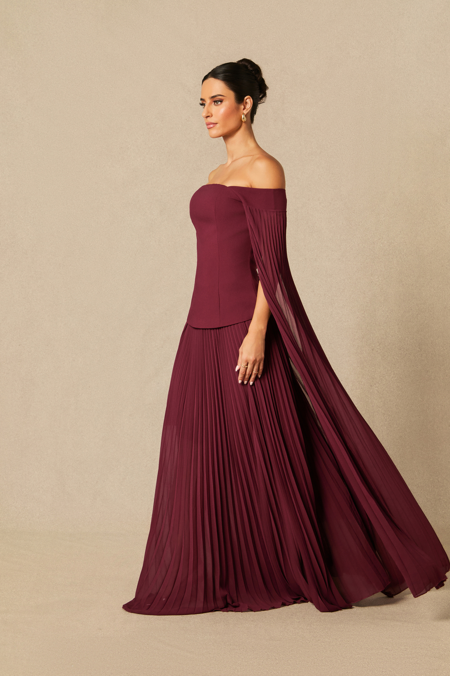 Kenna Off Shoulder Top & Pleated Skirt Set