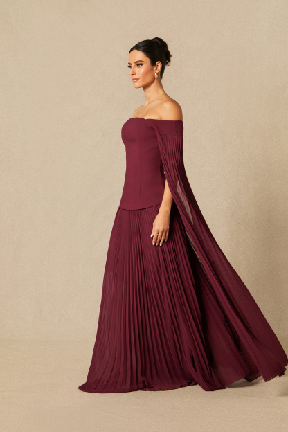Kenna Off Shoulder Top & Pleated Skirt Set
