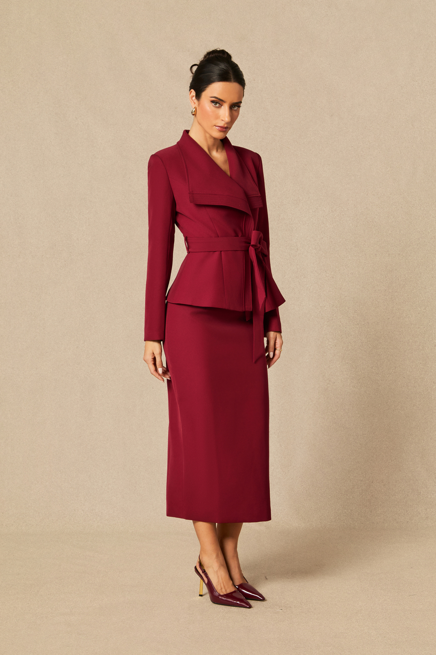 Amaia Tie Waist Blazer & Pencil Skirt Set