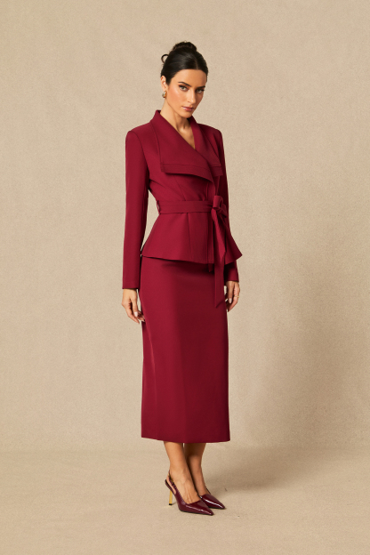 Amaia Tie Waist Blazer & Pencil Skirt Set