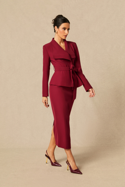Amaia Tie Waist Blazer & Pencil Skirt Set