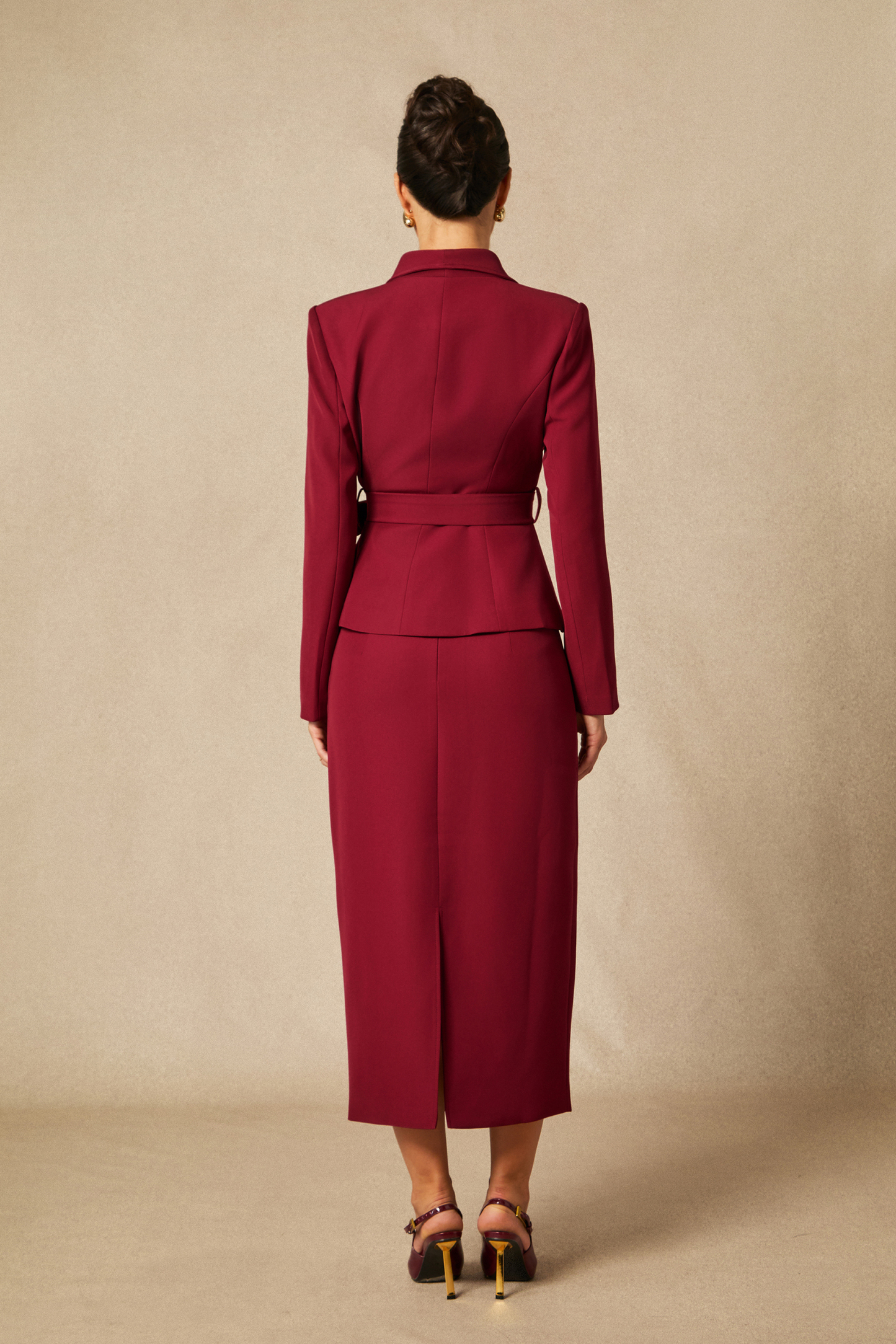 Amaia Tie Waist Blazer & Pencil Skirt Set