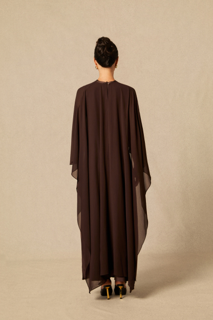 Juliana Crew Neck Sleeveless Maxi Dress with Cape