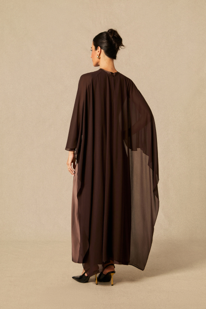 Juliana Crew Neck Sleeveless Maxi Dress with Cape