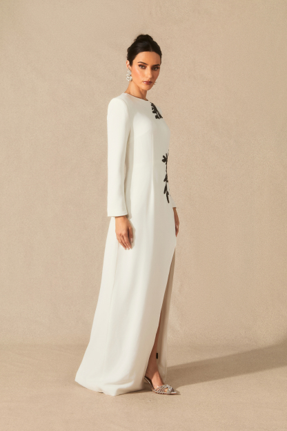 Ophelia Long Sleeve Beaded Maxi Slit Dress