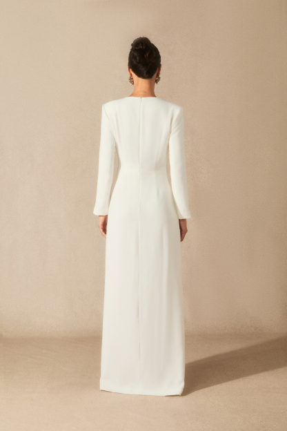 Ophelia Long Sleeve Beaded Maxi Slit Dress