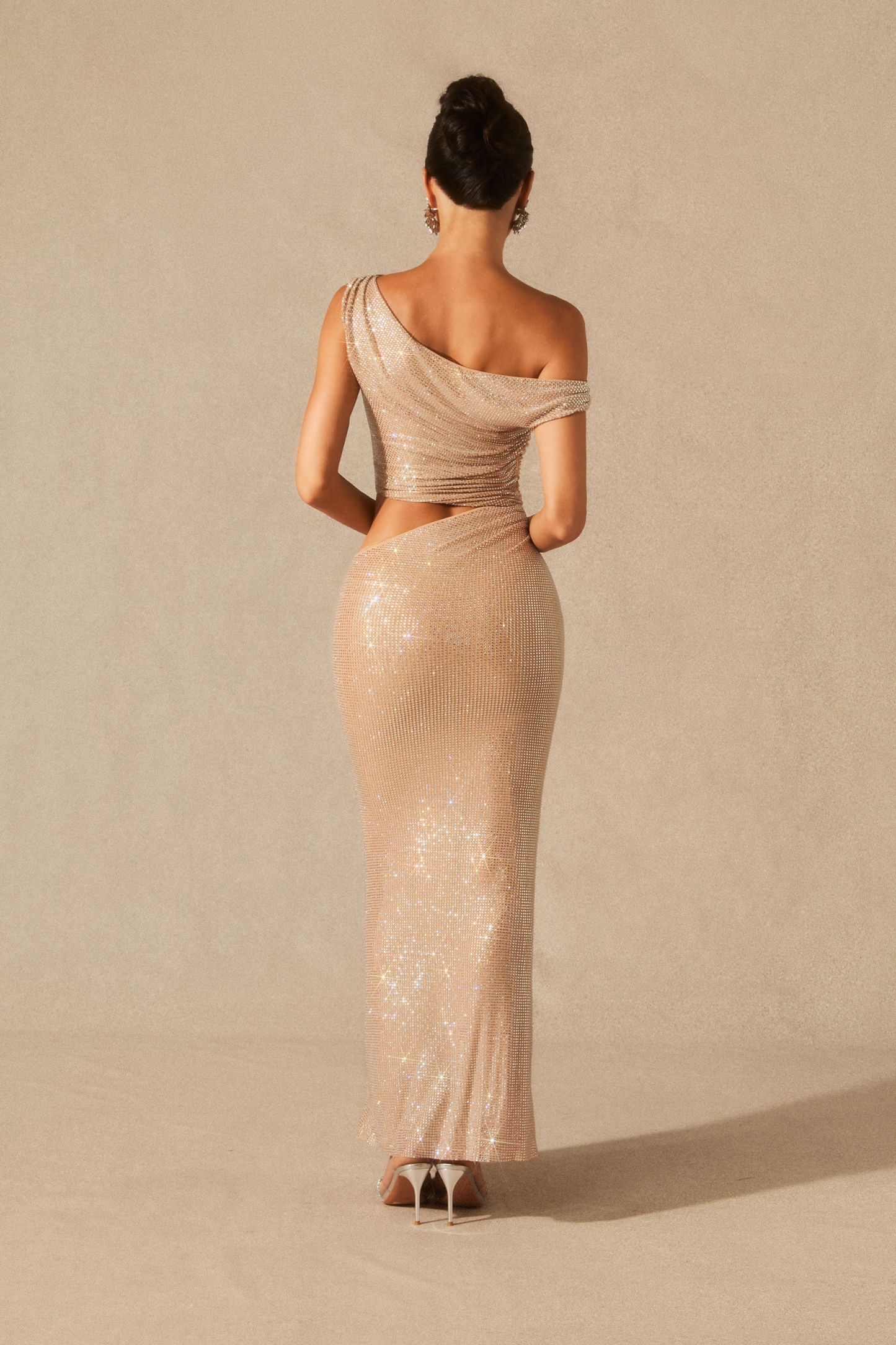 Elina One Shoulder Diamond Cutout Maxi Dress