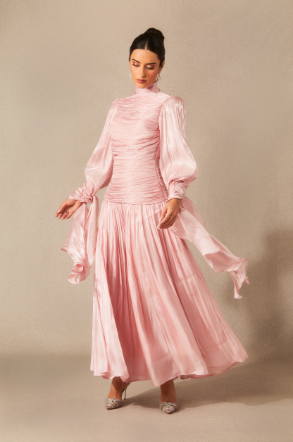 Kinsley Puff Sleeve Ruched Bodice Maxi Dress