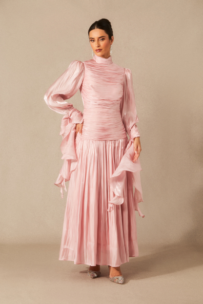 Kinsley Puff Sleeve Ruched Bodice Maxi Dress