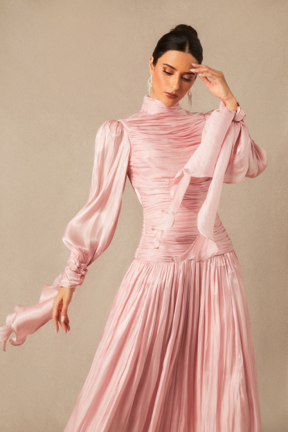 Kinsley Puff Sleeve Ruched Bodice Maxi Dress