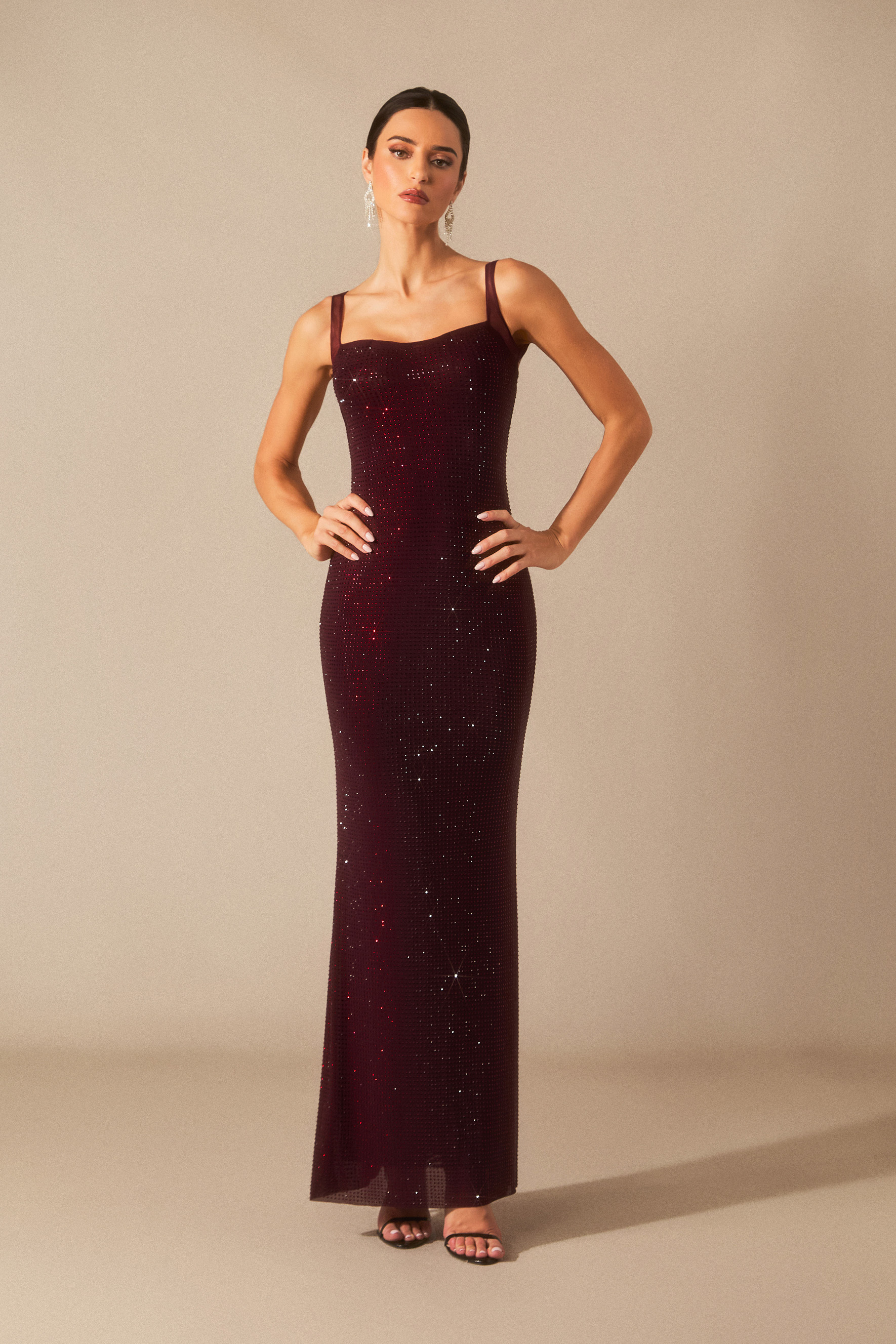 Marissa Backless Diamante Maxi Dress