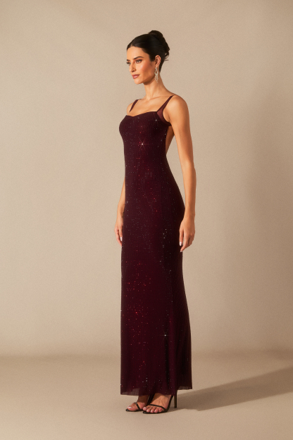 Marissa Backless Diamante Maxi Dress