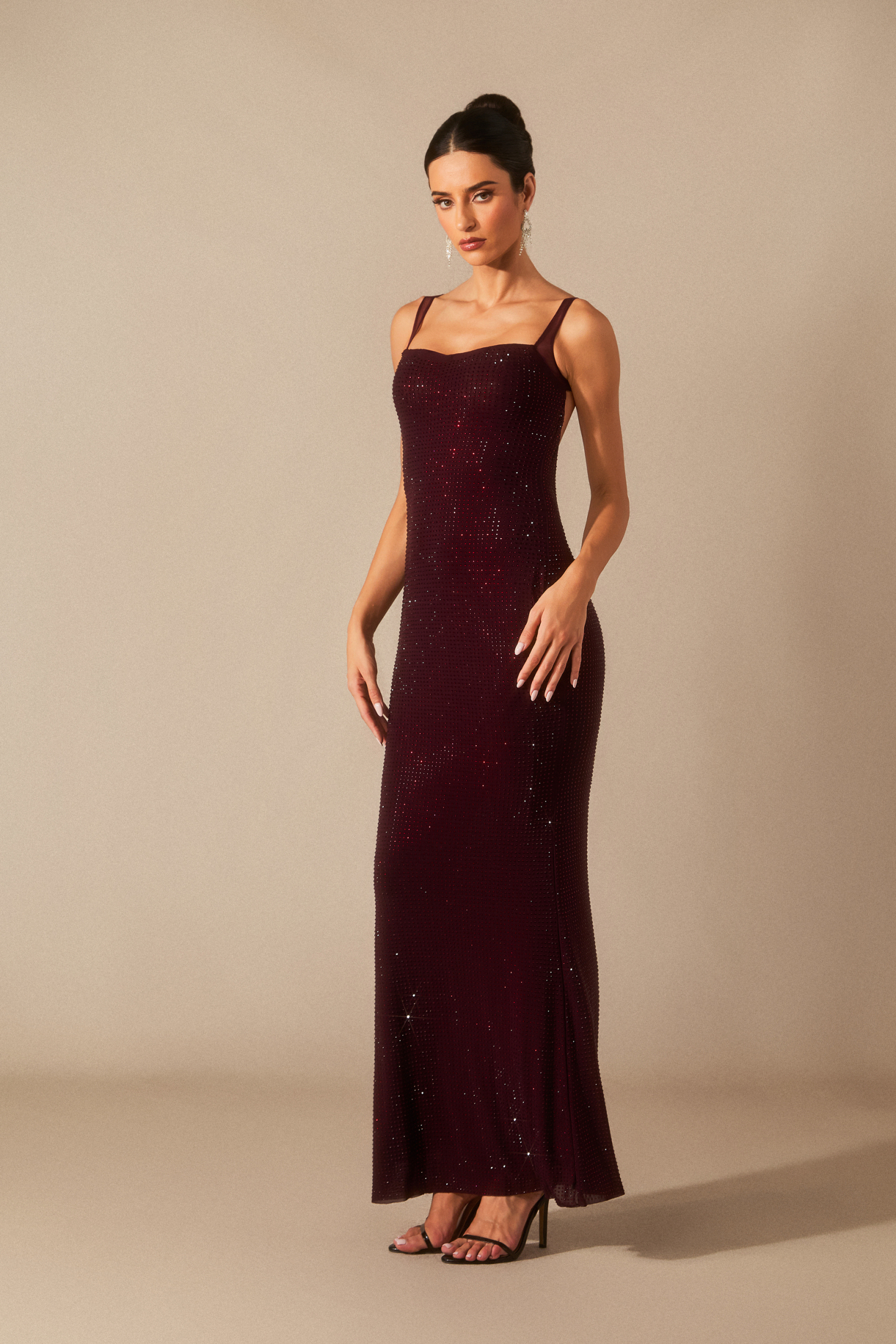 Marissa Backless Diamante Maxi Dress