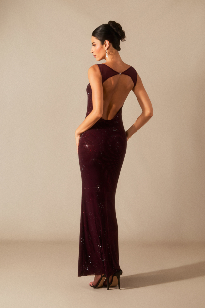 Marissa Backless Diamante Maxi Dress