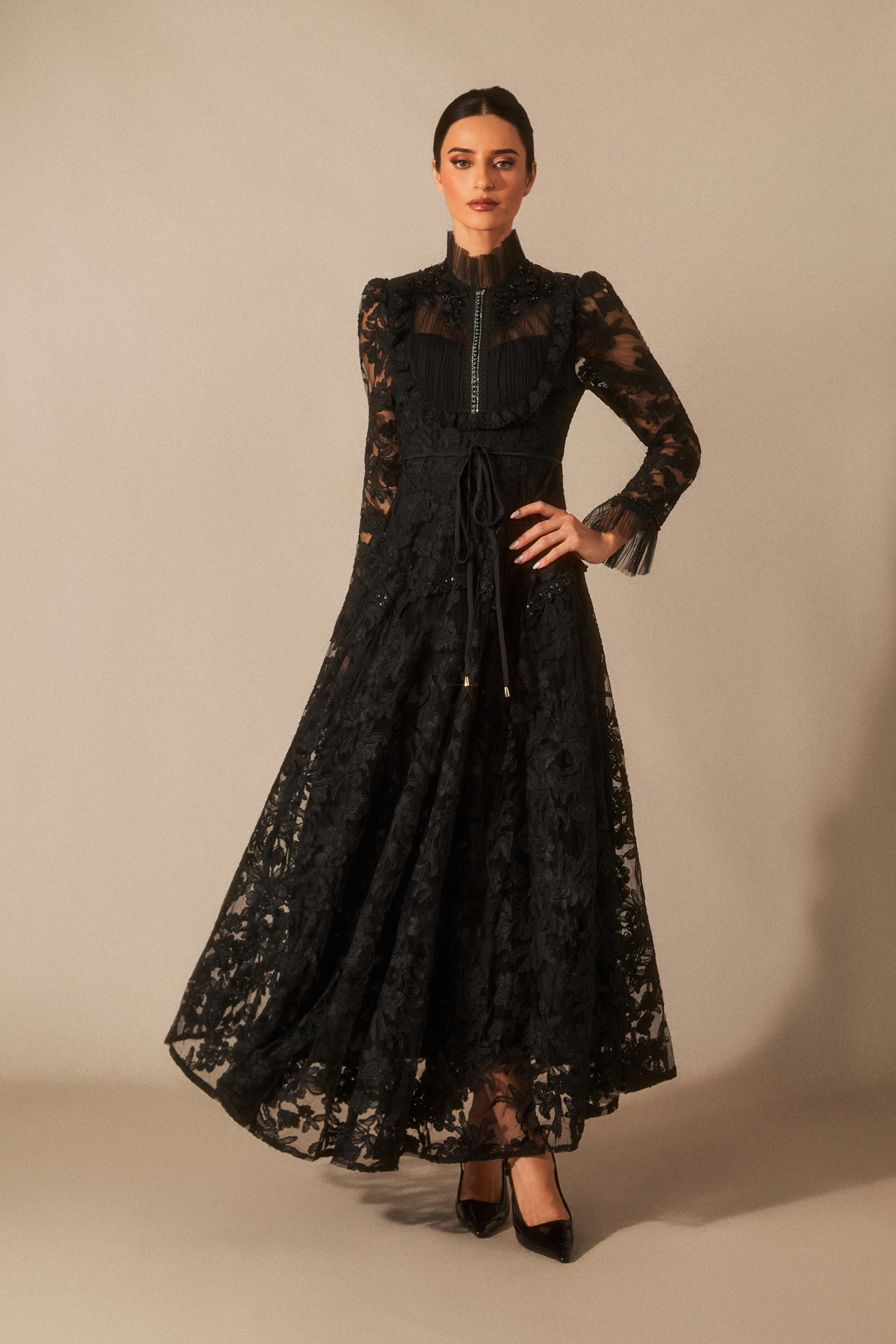 Alice Floral Lace Mock Neck Maxi Dress