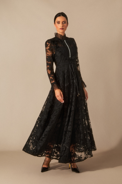 Alice Floral Lace Mock Neck Maxi Dress