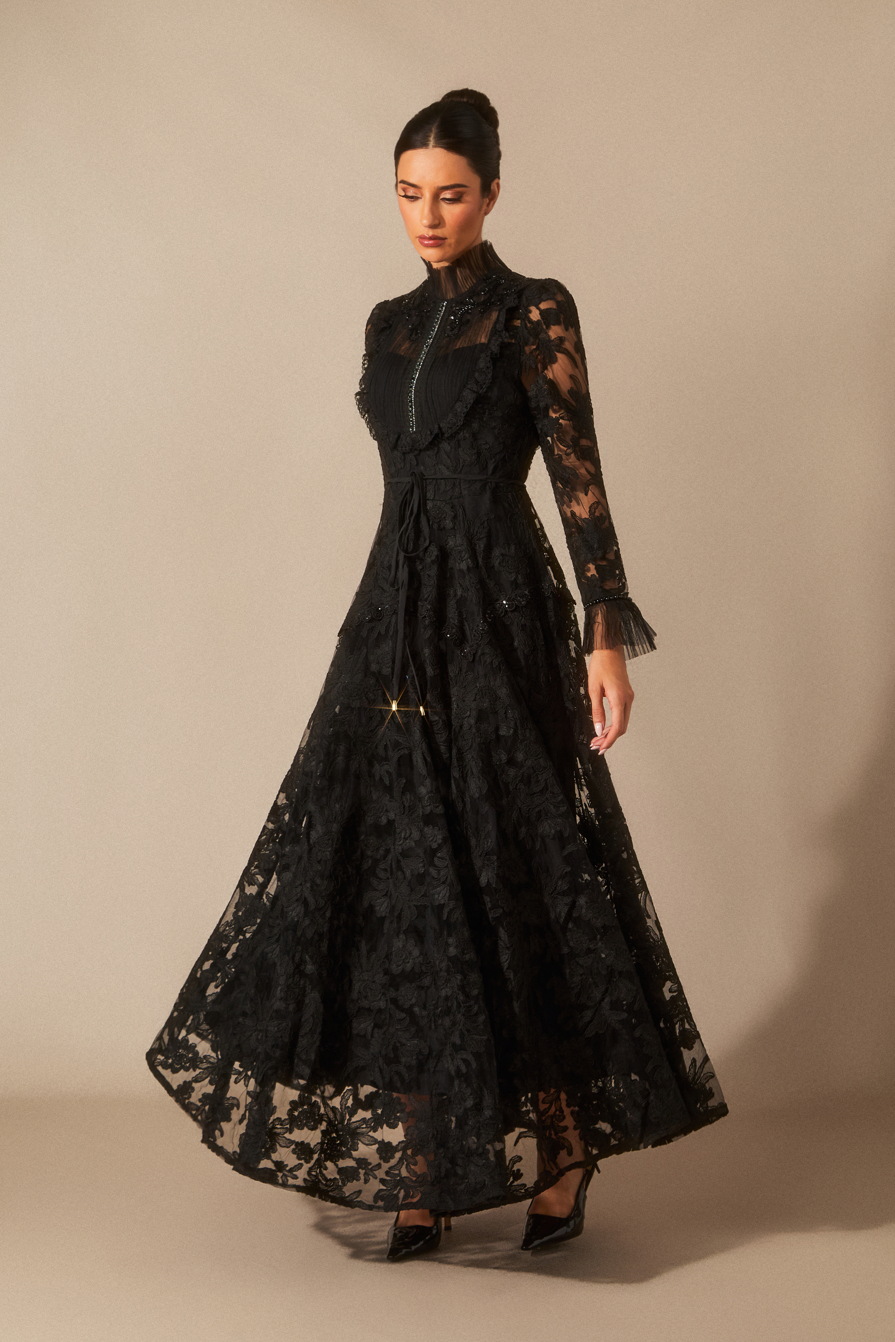 Alice Floral Lace Mock Neck Maxi Dress