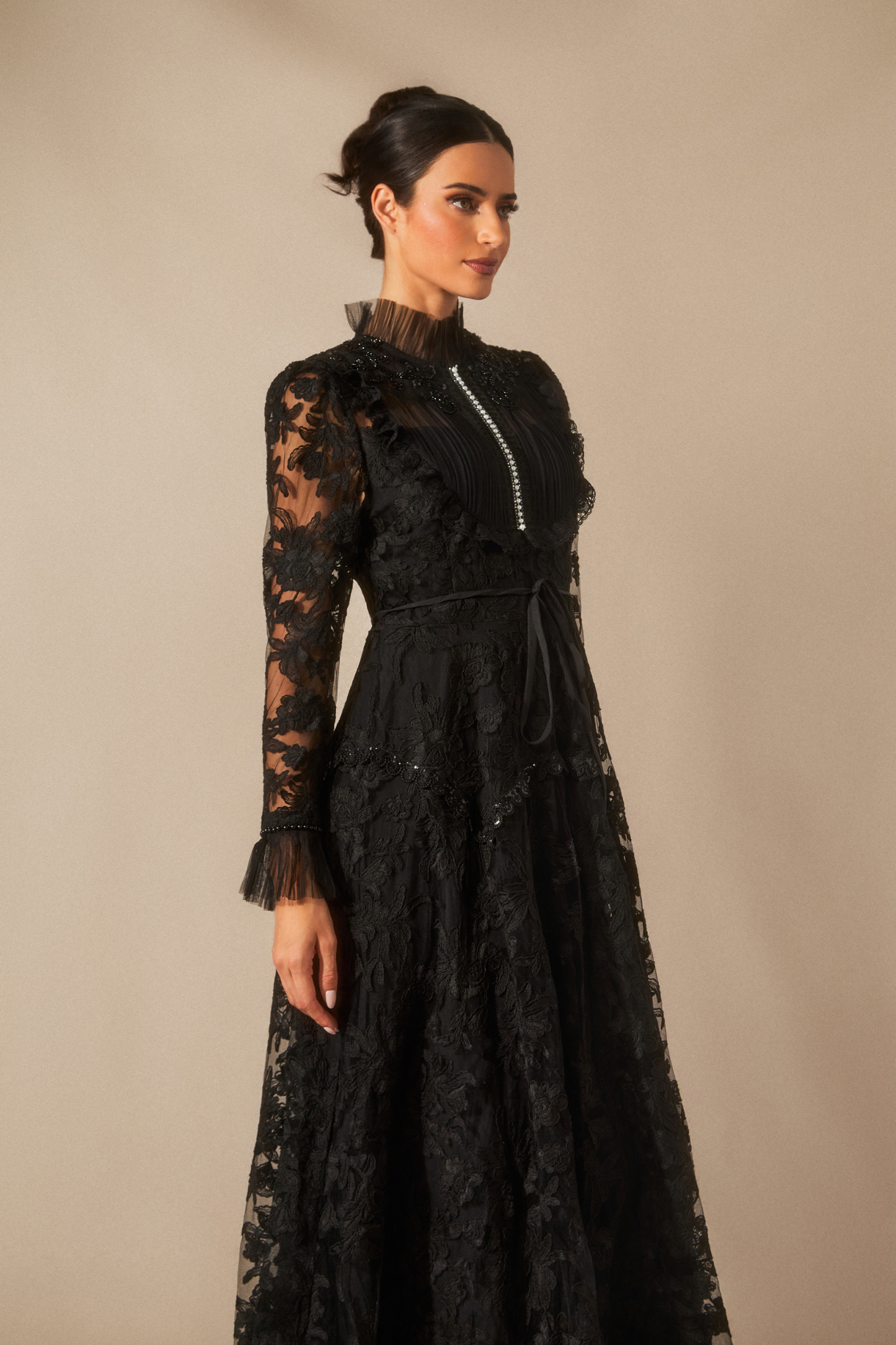 Alice Floral Lace Mock Neck Maxi Dress