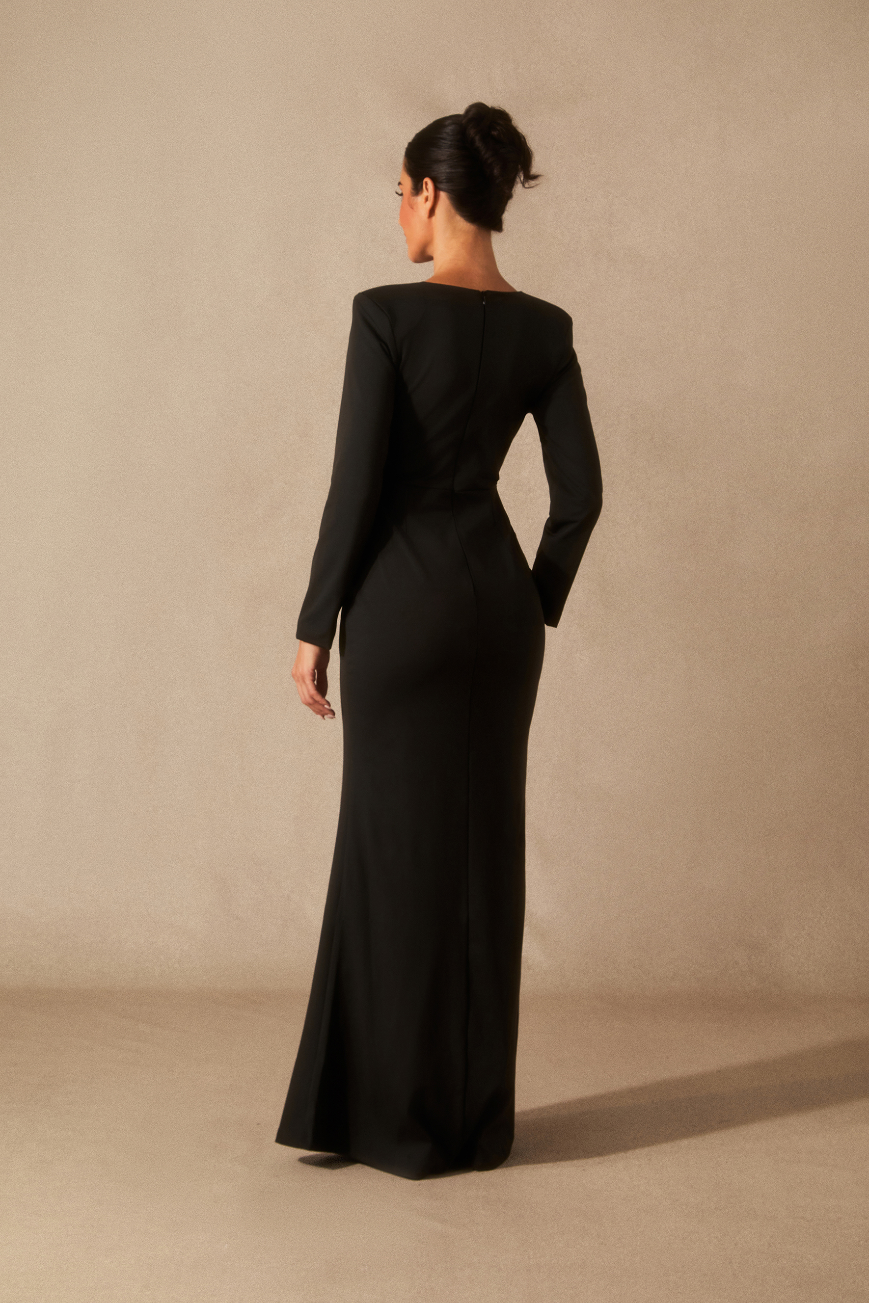 Alexa Deep V Neck Crystal Maxi Dress