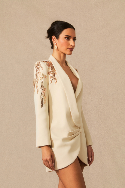 Kallie Sequin Embellished Blazer Mini Dress