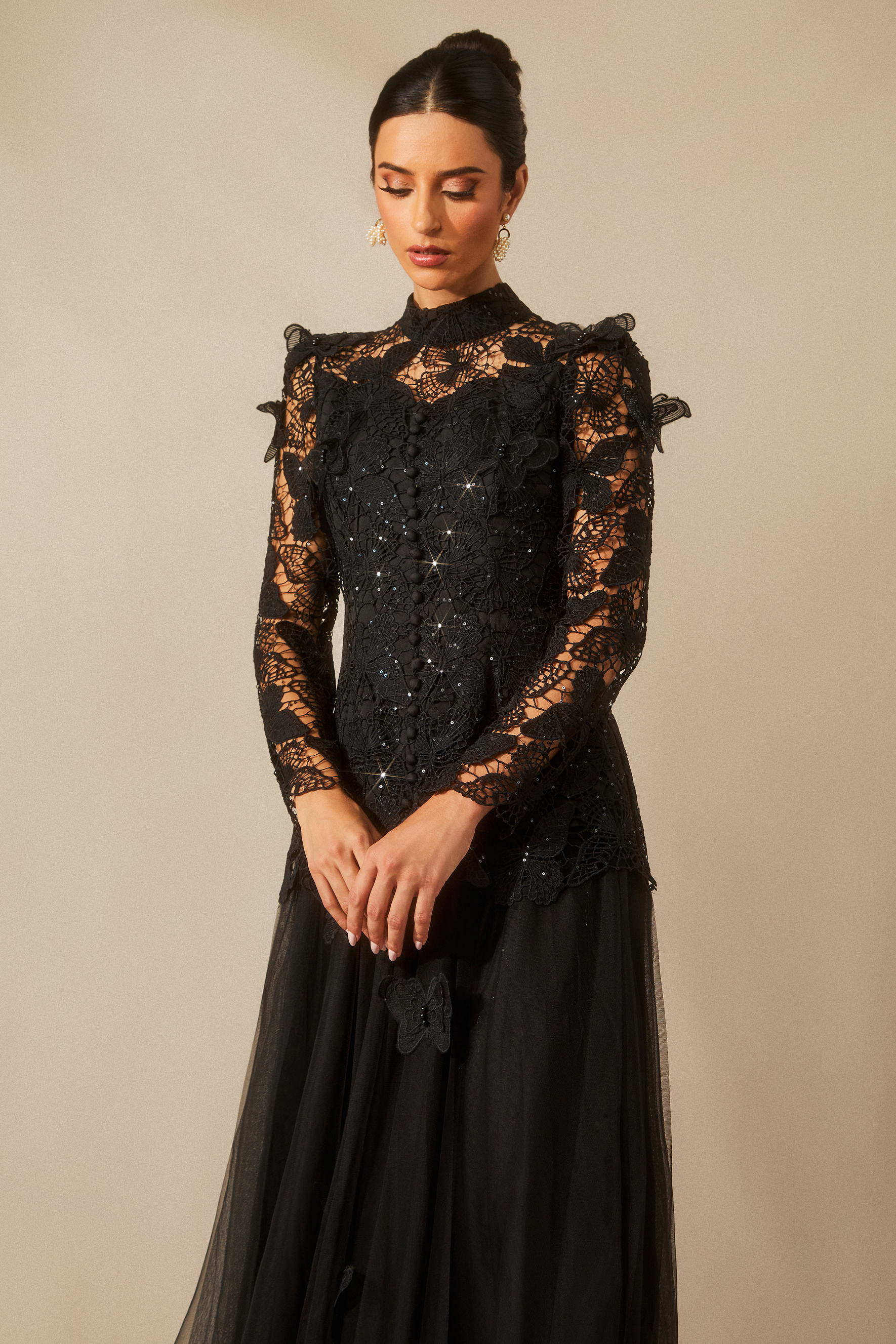 るさまetoll. Embroidered lace layered dress Butterfly Embroidered Lace Maxi | Resort Dresses | sunfere