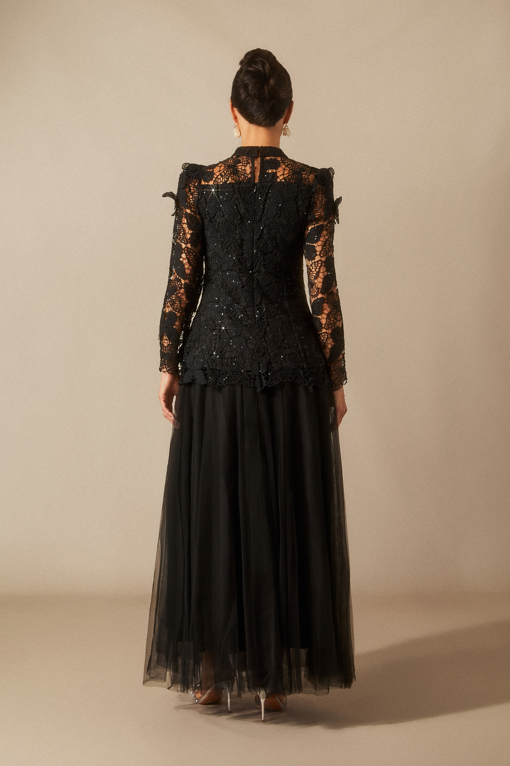 Elizabeth Butterfly Embroidered Lace Maxi Dress