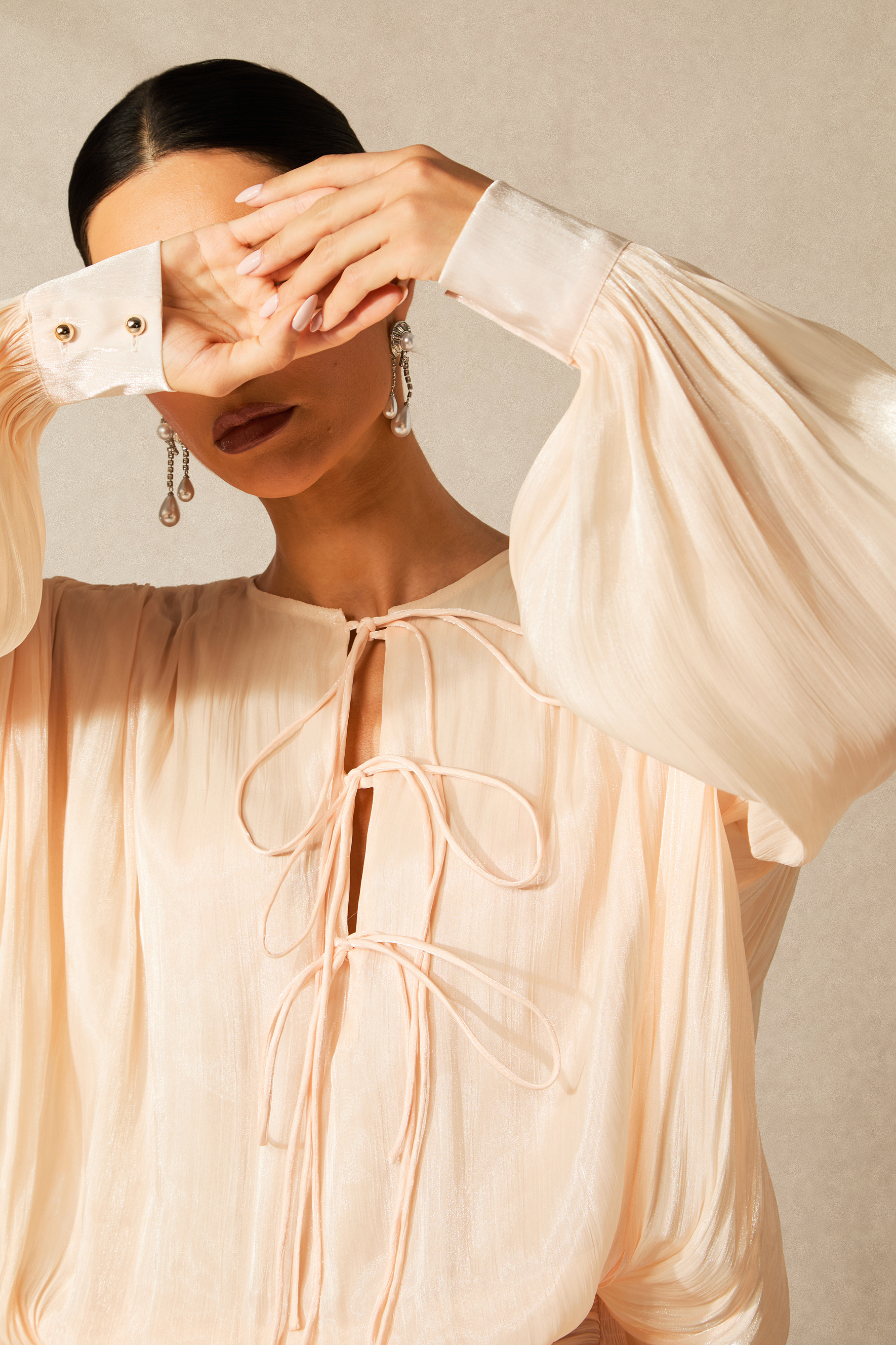 Next Love Apricot Lace Up Ruffle Hem Mini Dress