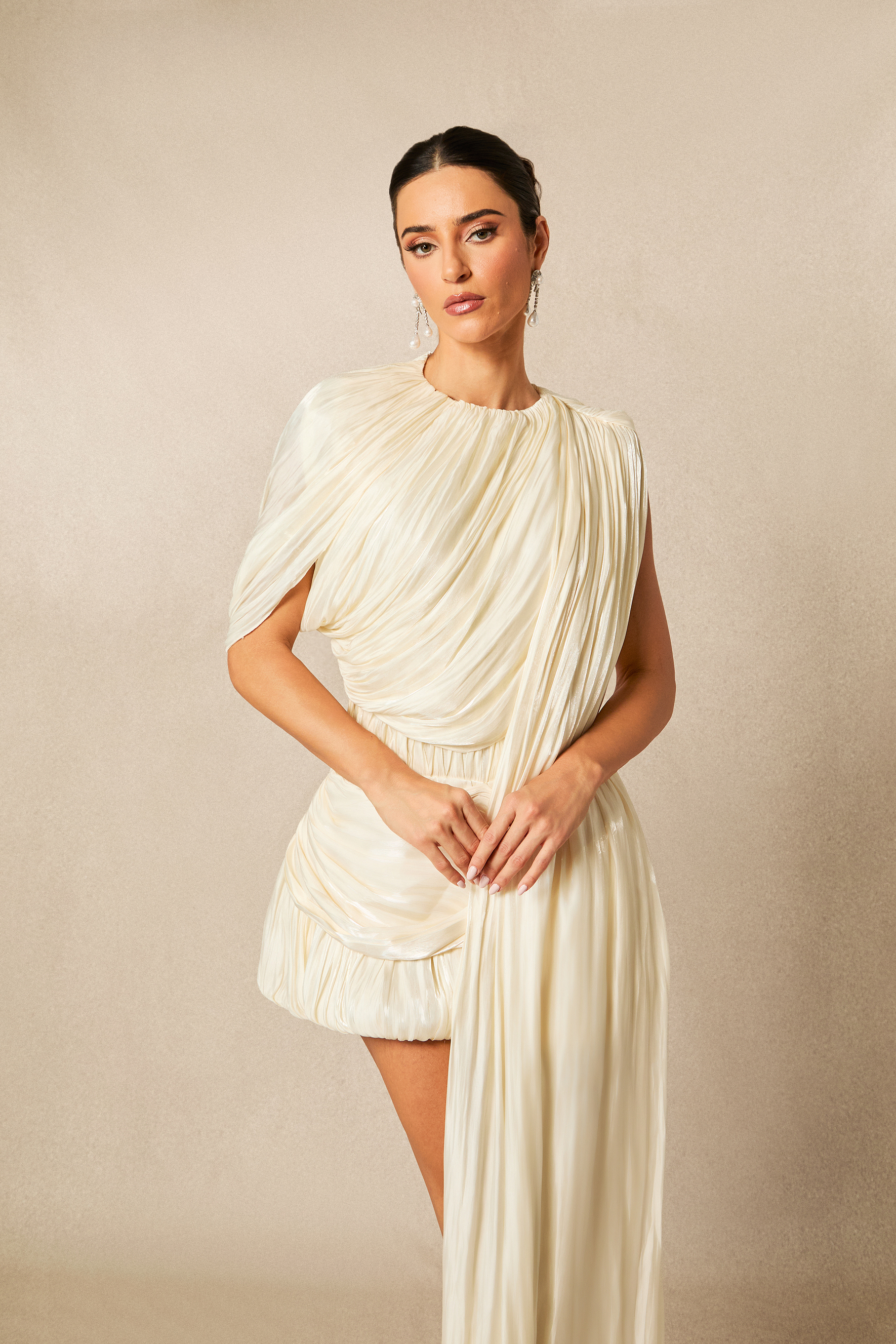 Danielle One Shoulder Draped Mini Dress