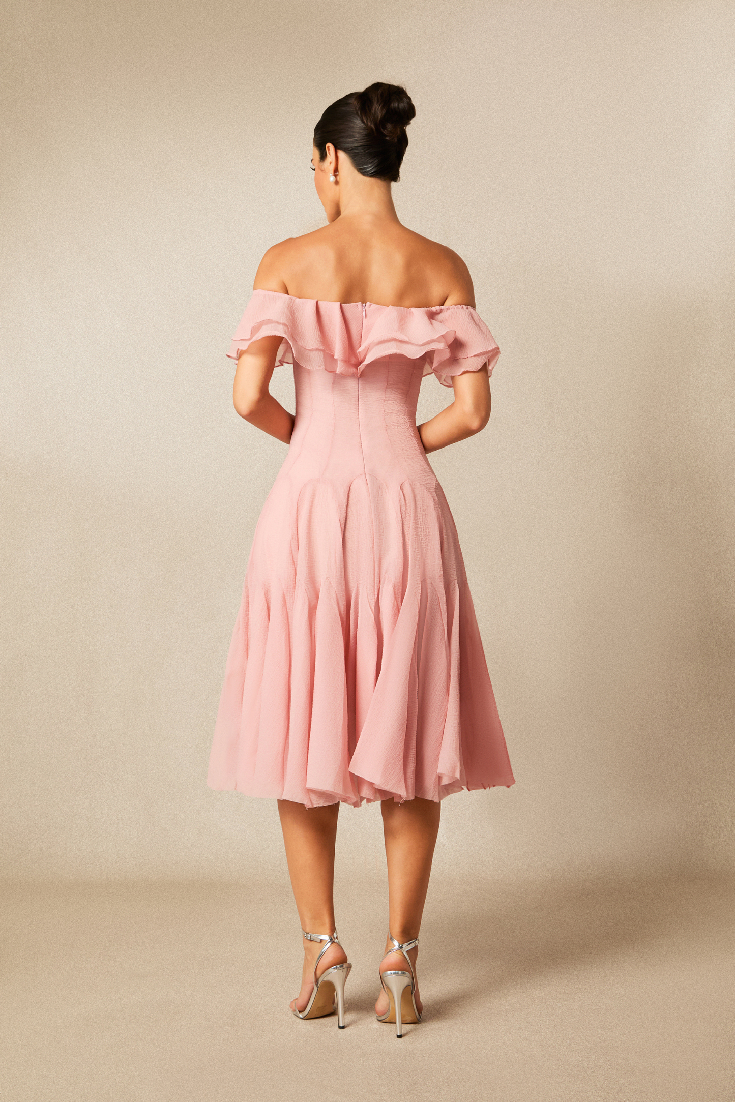 Vita Off Shoulder Ruffle Midi Dress