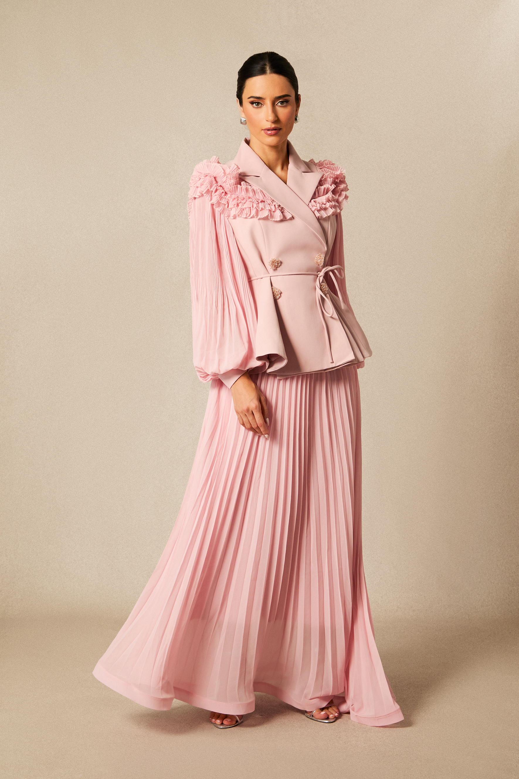 Julia Double Breasted Top & Pleated Skirt Set