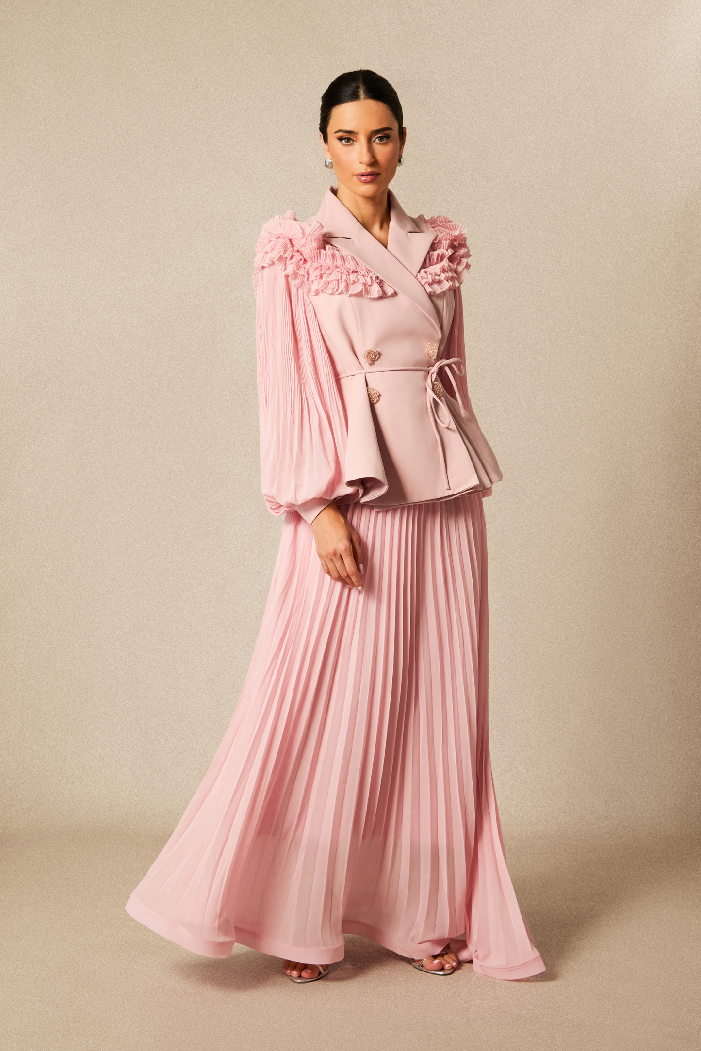 Julia Double Breasted Top & Pleated Skirt Set