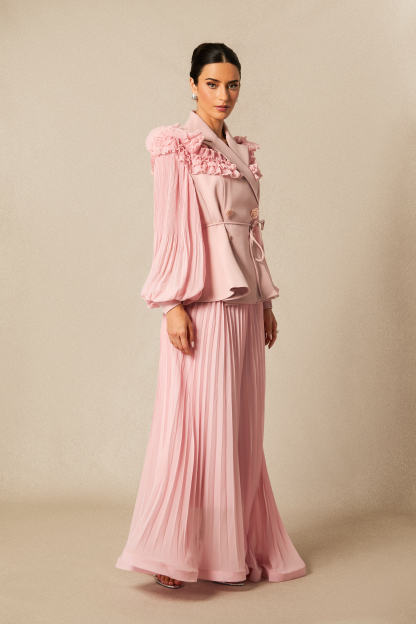 Julia Double Breasted Top & Pleated Skirt Set