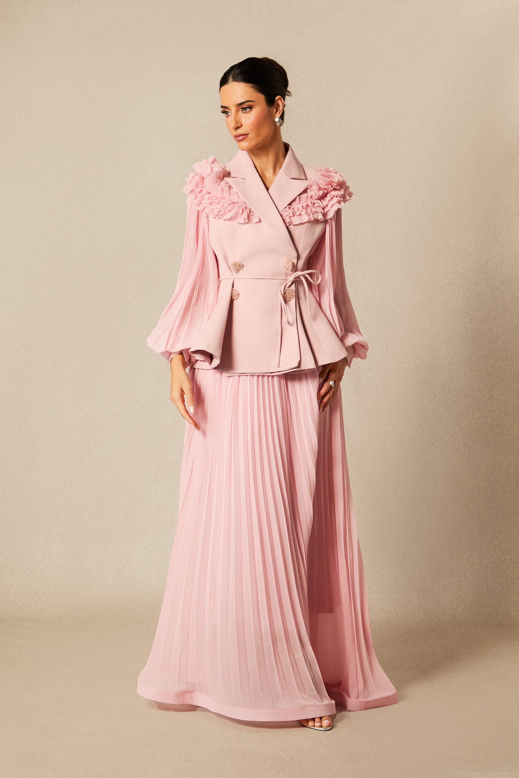 Julia Double Breasted Top & Pleated Skirt Set