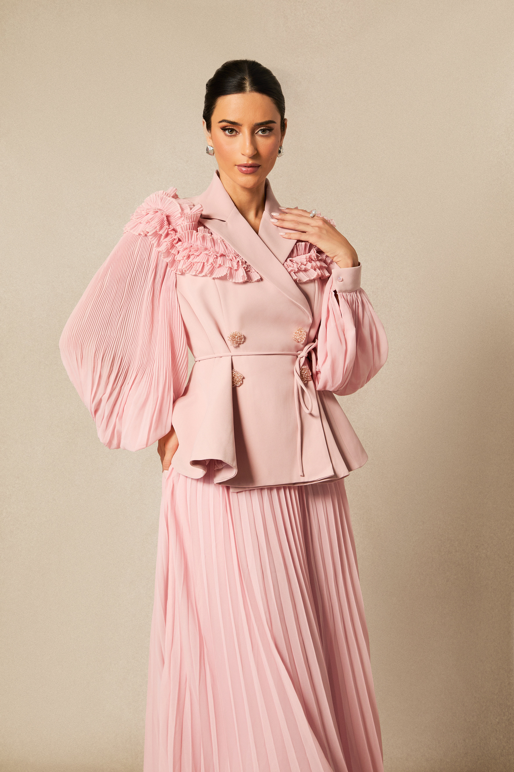 Julia Double Breasted Top & Pleated Skirt Set – sunfere