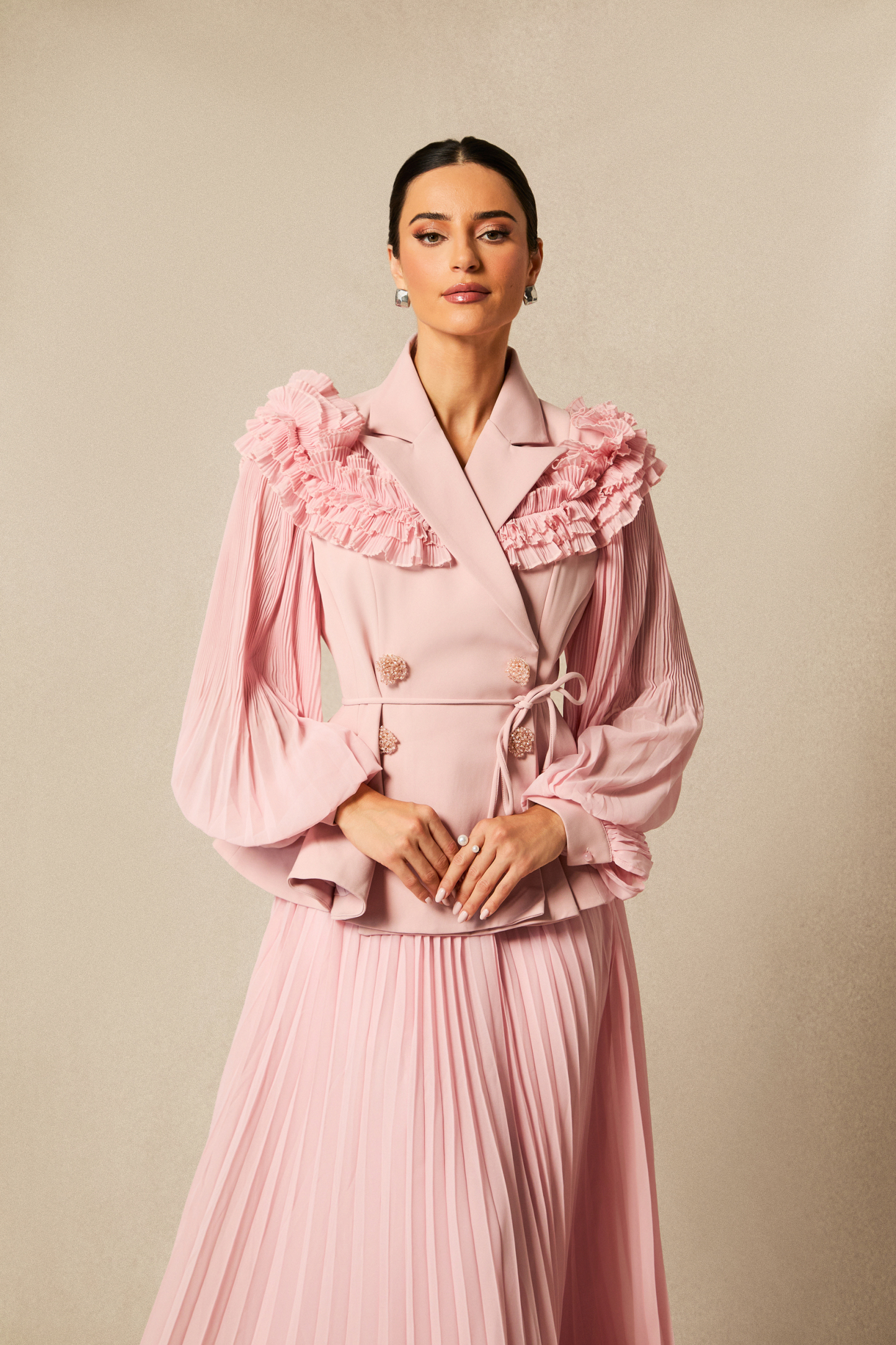 Julia Double Breasted Top & Pleated Skirt Set