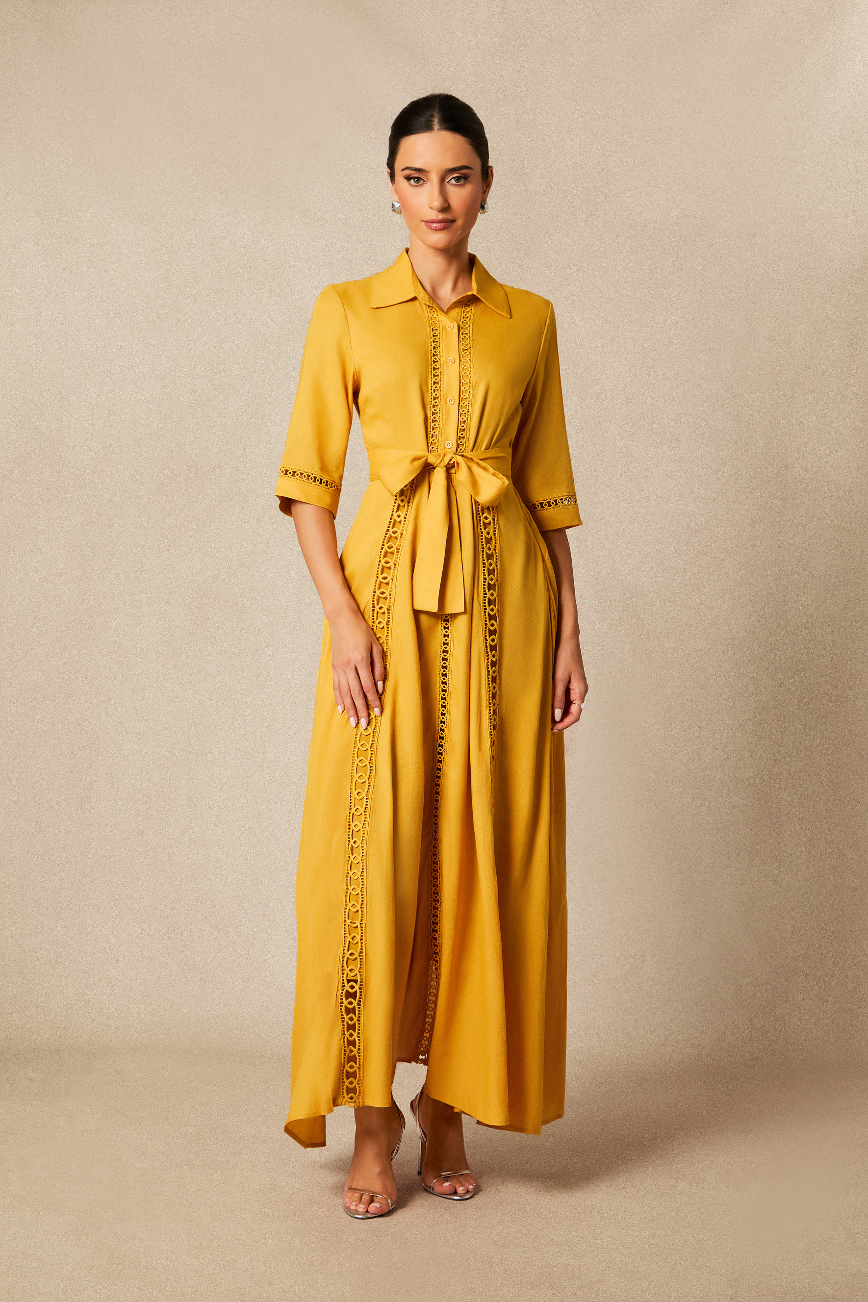 Angelina Lace Embroidered Long Sleeve Maxi Dress